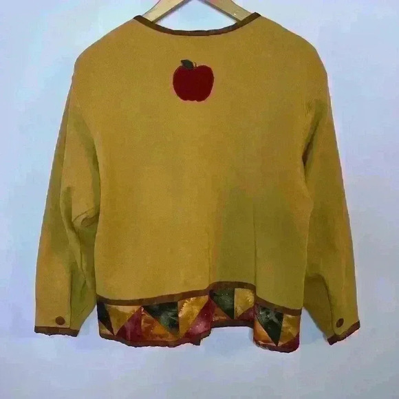 Vintage Comfort Colors Womens Jacket Cardigan Small Suede Buttons Fall Boxy - Picture 12 of 14